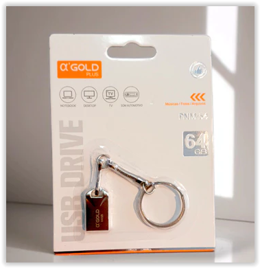 Pendrive Mini Chaveiro Metal 64GB AGOLD - PNM-54
